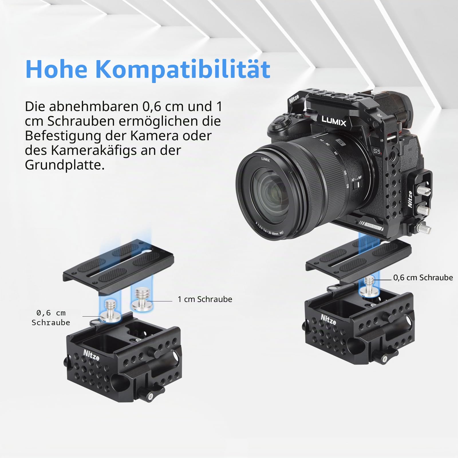 Nitze 15mm LWS Kamera Grundplatte, Universal Baseplate für Manfrotto Standard, Schnelle Montage und Demontage für Kameras und Käfige- PB13