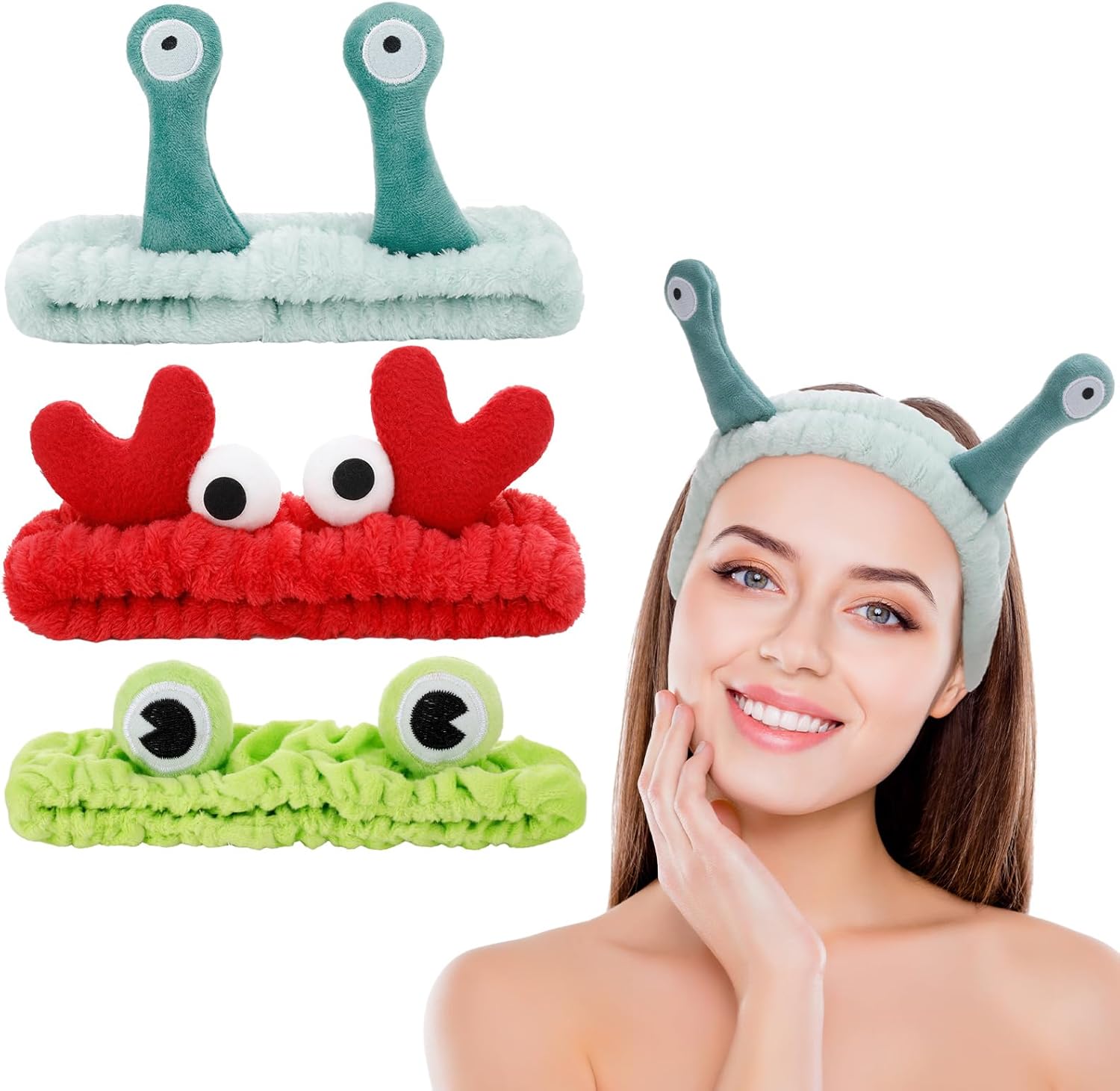 FRIUSATE 3 Pieces Face Wash Headband,Spa Headband Facial Makeup Head