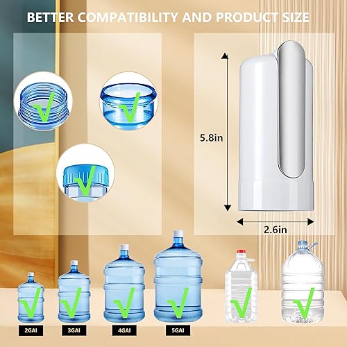 Miniatura 3 de Dispensador de botellas de agua de 5 galones, bomba de botella de agua portátil plegable con carga USB, dispensador automático de jarras de agua