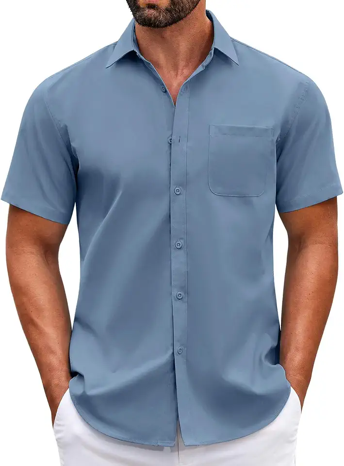 COOFANDY Sleeve Casual Button Untucked