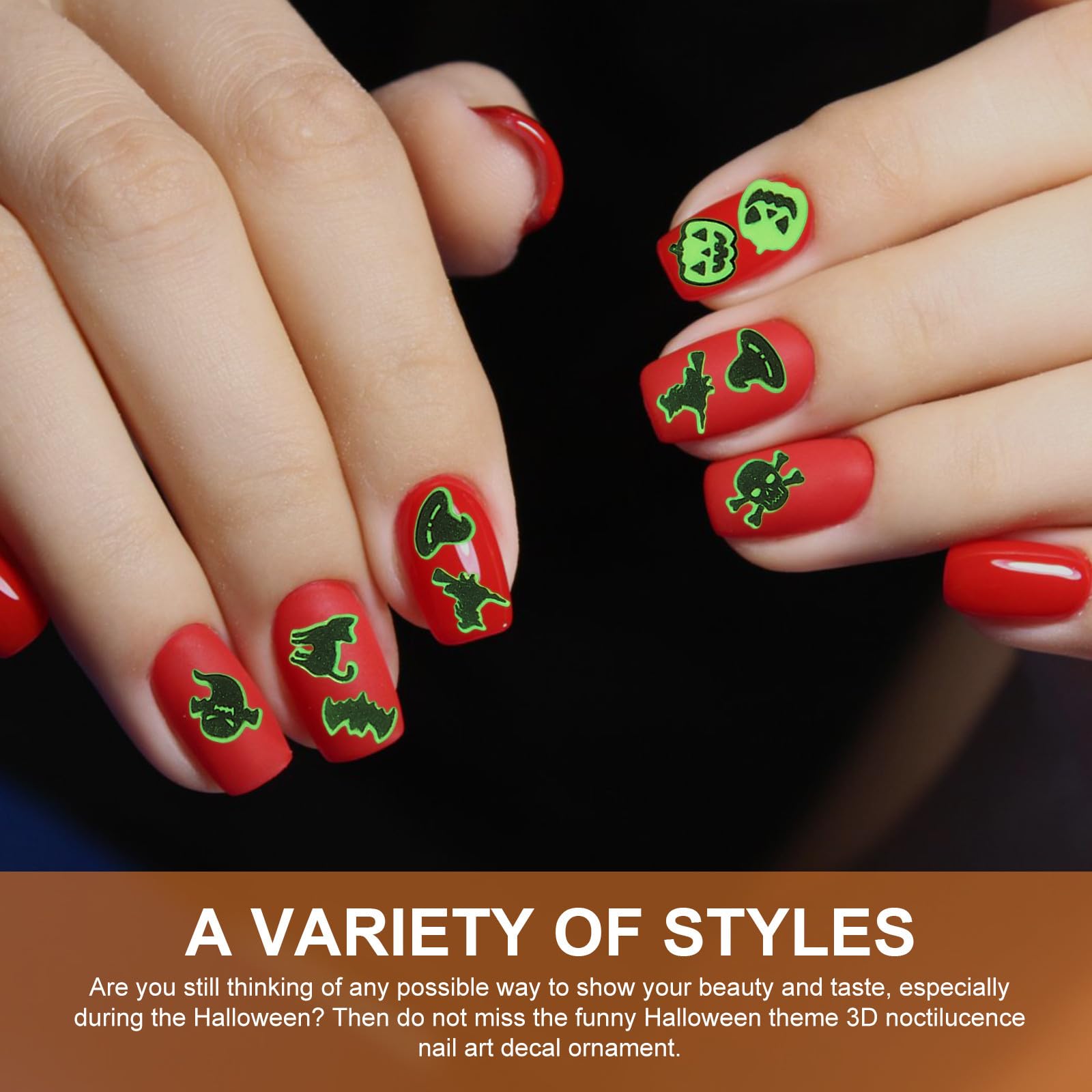 OSALADI 72 Fogli Adesivi per Unghie Nail Art Halloween 3d Notturni Luminescenti Facili da Usare e Rimuovere per Masquerade e Giorno dei Morti, Set da 12 Fogli