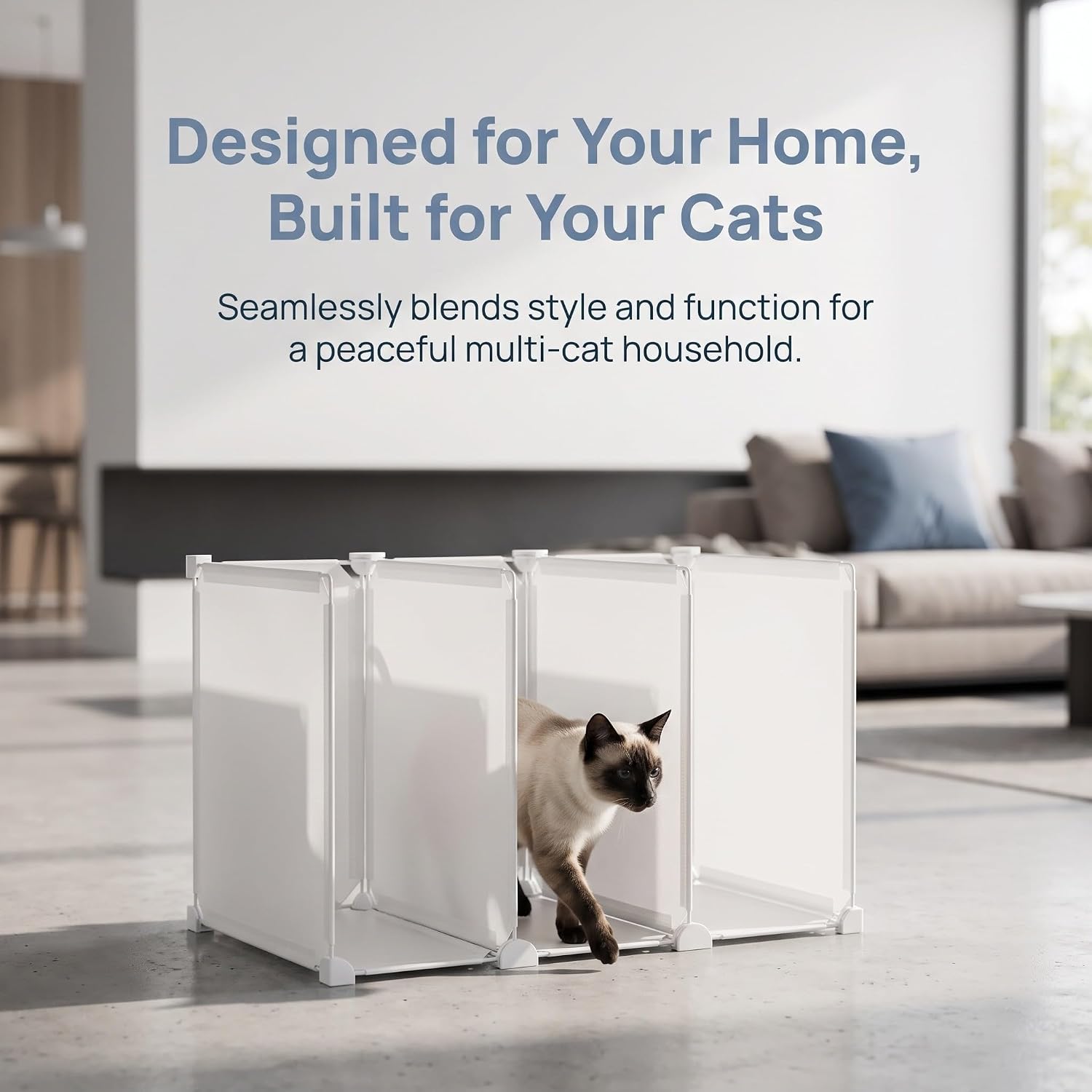 Artibetter Divider Installation Feeding Adjustable with 3 Cat Indoor Compartments Plastic Easy and Sleek Design Kitten