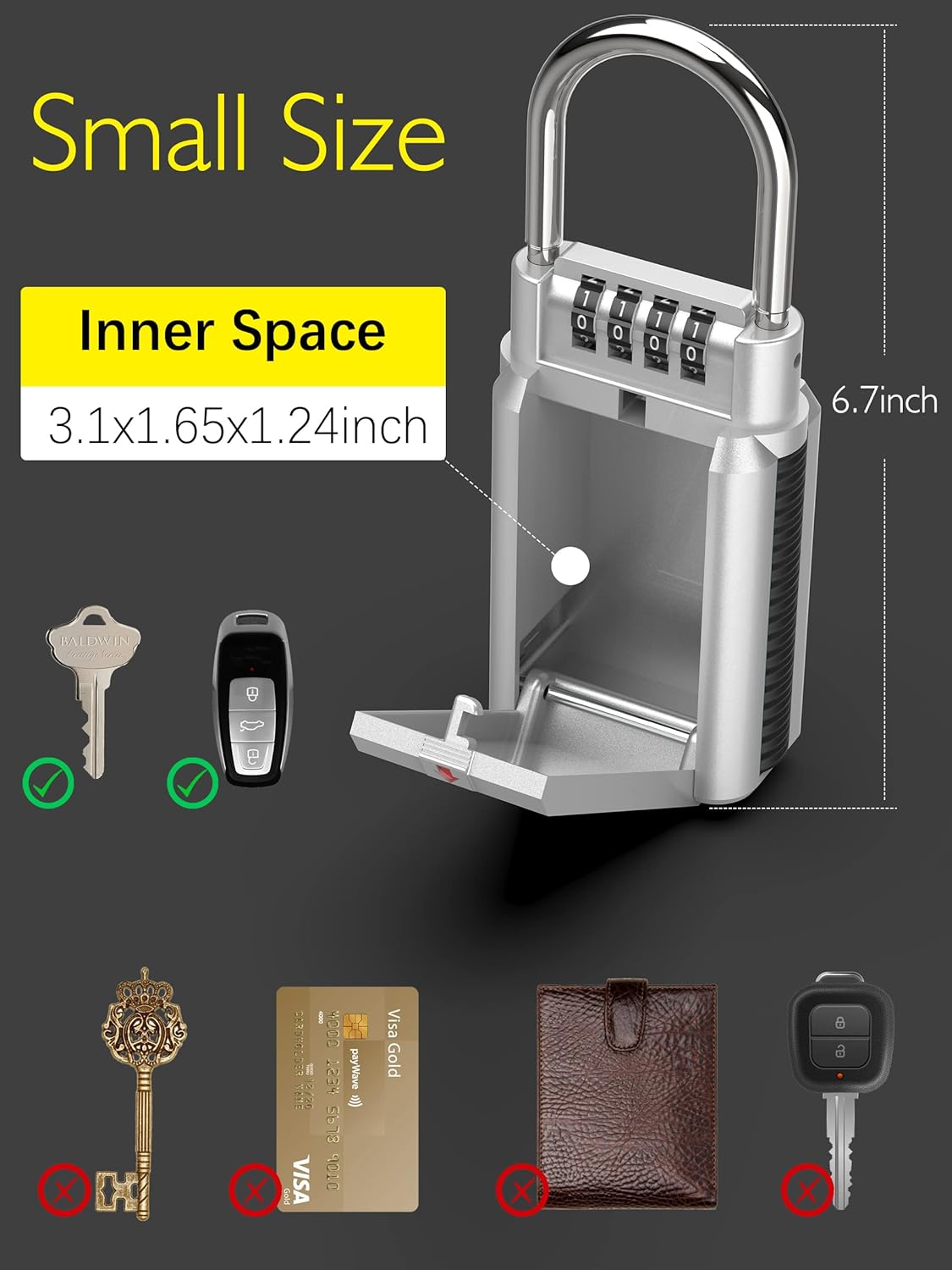 Buy Key Lock Box, Combination Security Lock Box for Keys, Small Portable Key Lock Box, 4 Digit