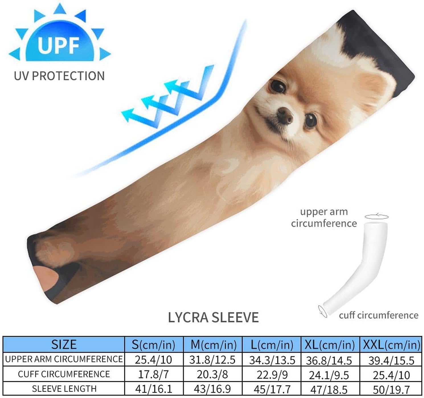 Pomeranians Puppies Arm Sleeves for Men Women Sun Protection Sleeves Cooling Compression Arm Covers for Sport