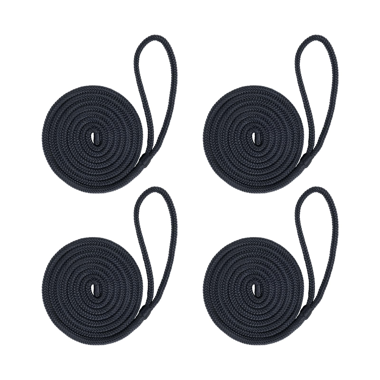 Mesle Lot de 4 cordes de garde-boue avec œillet - Pour bateau de pare-battage, corde d'amarrage, corde à fixer au pare-battage, au bateau, au yacht