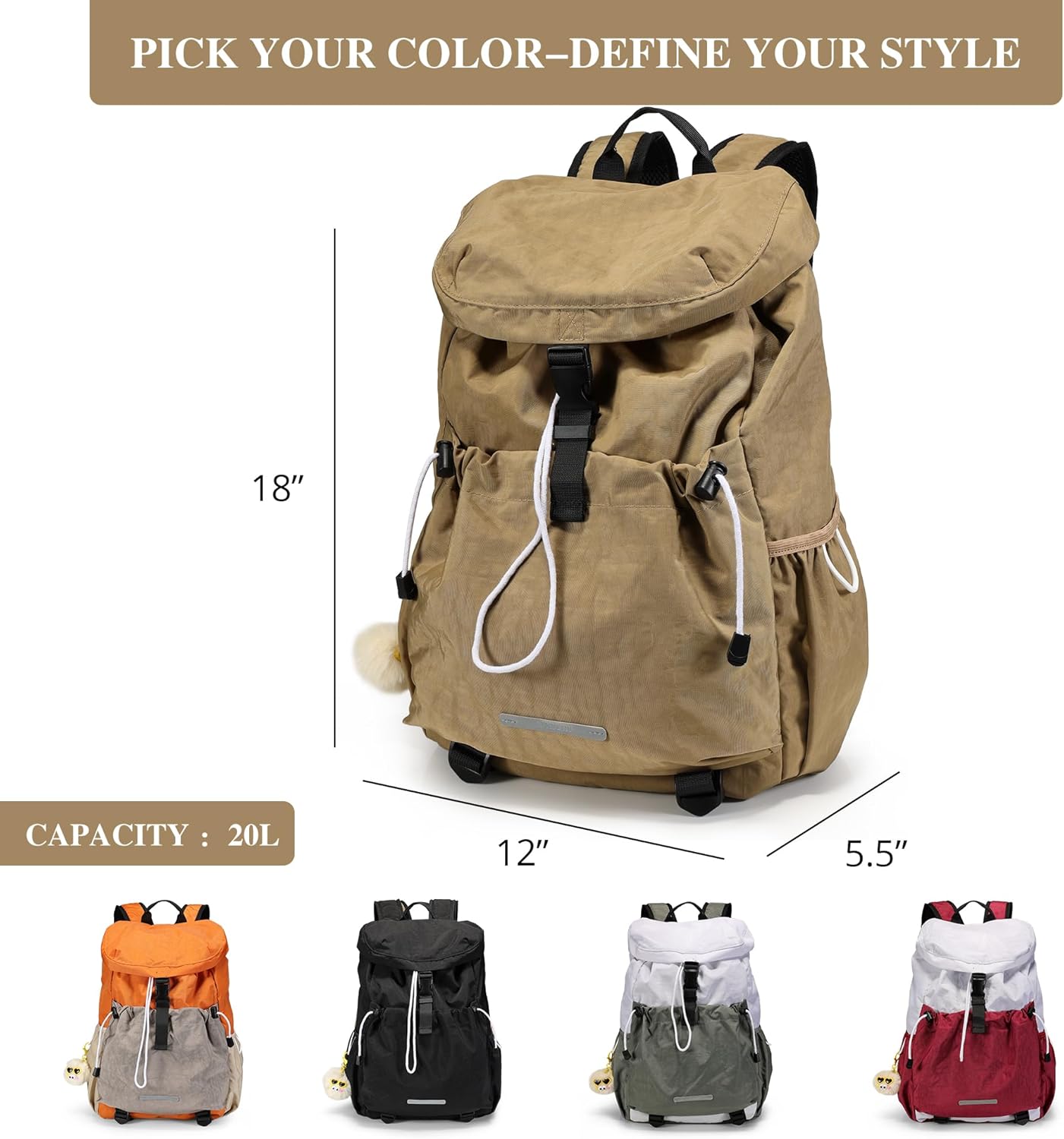 Drawstring Backpack for Teen Girls Boys, College Travel 17 Inch Laptop Backpack, Cute Back to School Bookbag, Casual Daypack for Middle High School University Daily Use Gym - Image 2