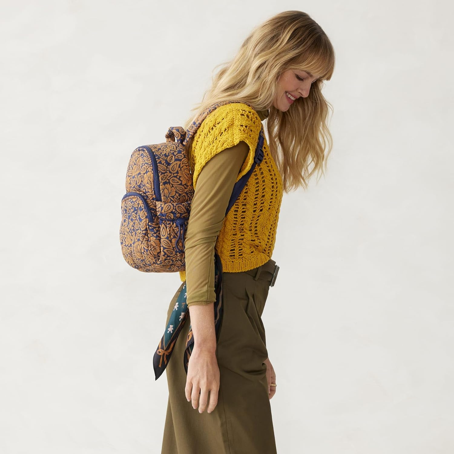 Vera Bradley Women's Featherweight Small Banbury Backpack, Lotus Montage Roasted Pecan, One Size - Image 3