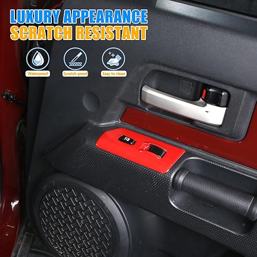 Miniatura 10 de LLKUANG Marco decorativo para ventana de automóvil con botón de elevación para Toyot FJ Cruiser 2007-2021, accesorios de interruptor de elevación de