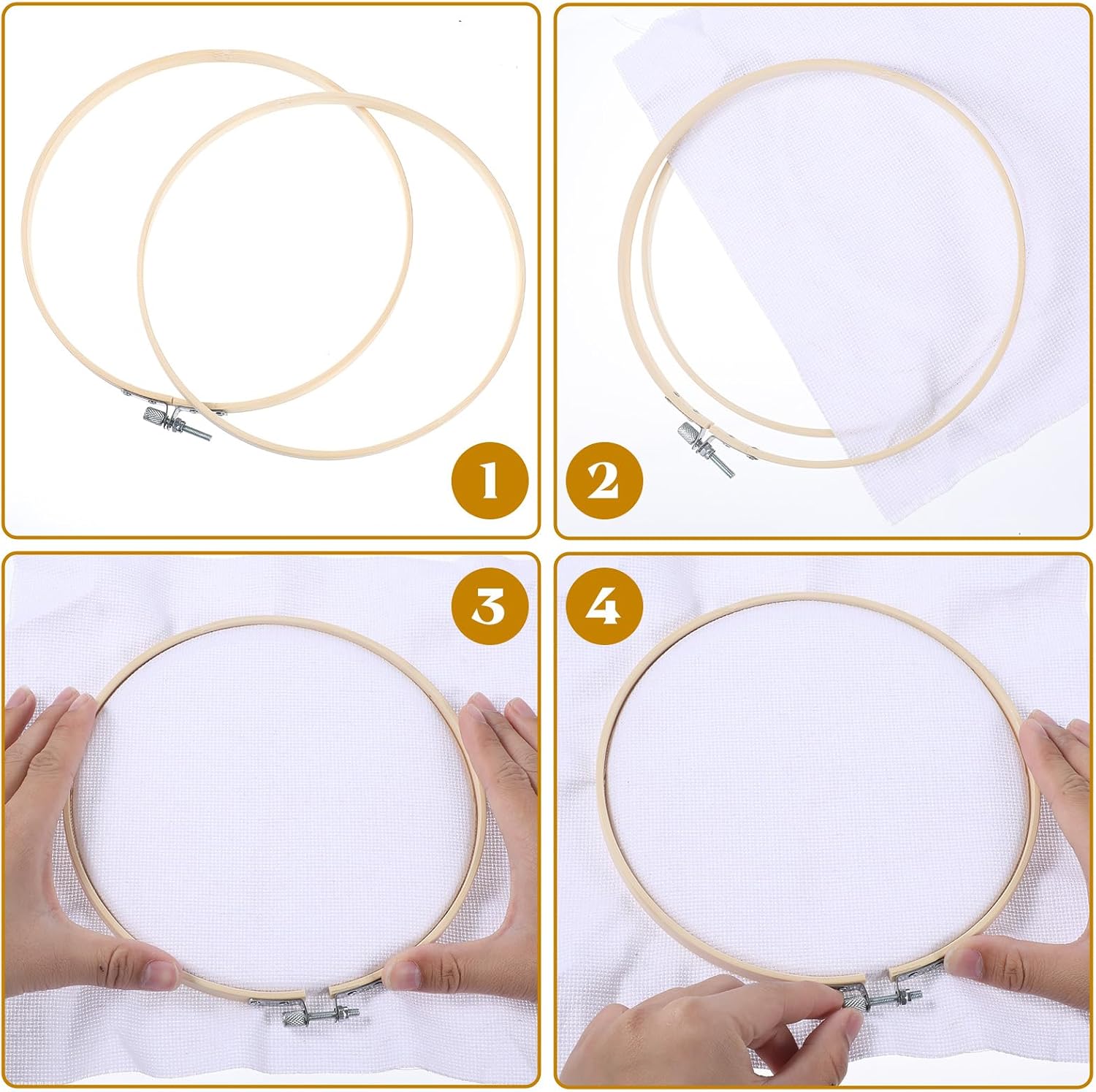 Ptwola 2 Pack 7.87 Inch Wood Embroidery Hoop 20CM Cross Stitch Hoops Ring Wooden Hand Embroidery Frames Cross Stitch Tools for Art Craft Sewing Home Ornaments DIY Decoration