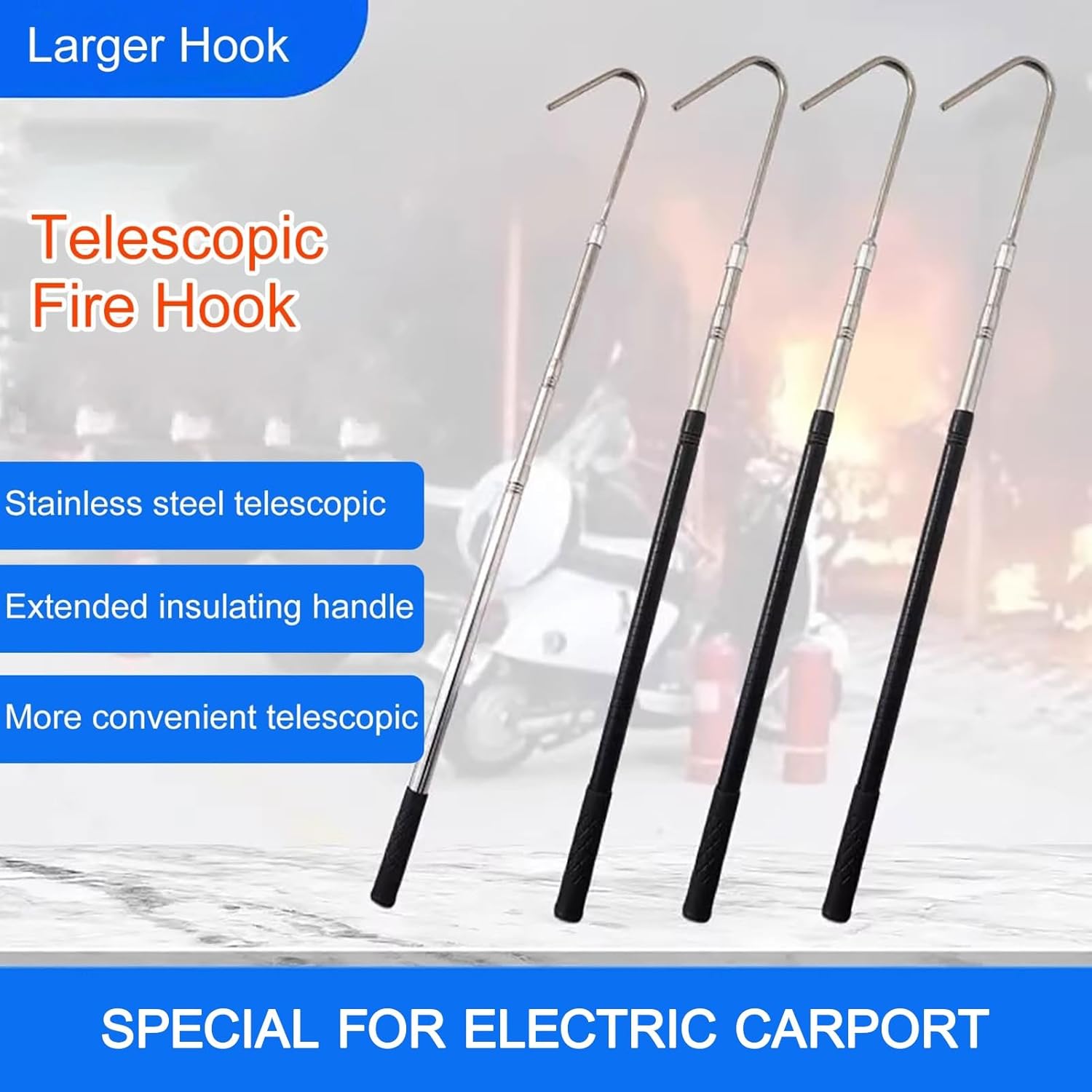 High Voltage Insulated Rescue Hook Epoxy Resin Telescopic, Electrical Safety Rescue Hook, Body Pull Stick, Safety & Defense Tools for Emergency Care(80-155cm/2.6-5.08ft)