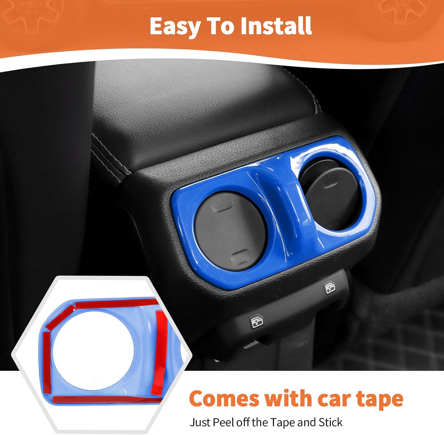 RT-TCZ for Jeep JLU Rear Air AC Vent Cover Trim Panel for Jeep Wrangler JLU 2018-Present for Gladiator JT 2020-Present Blue Interior Accessories 4 Doors image 5