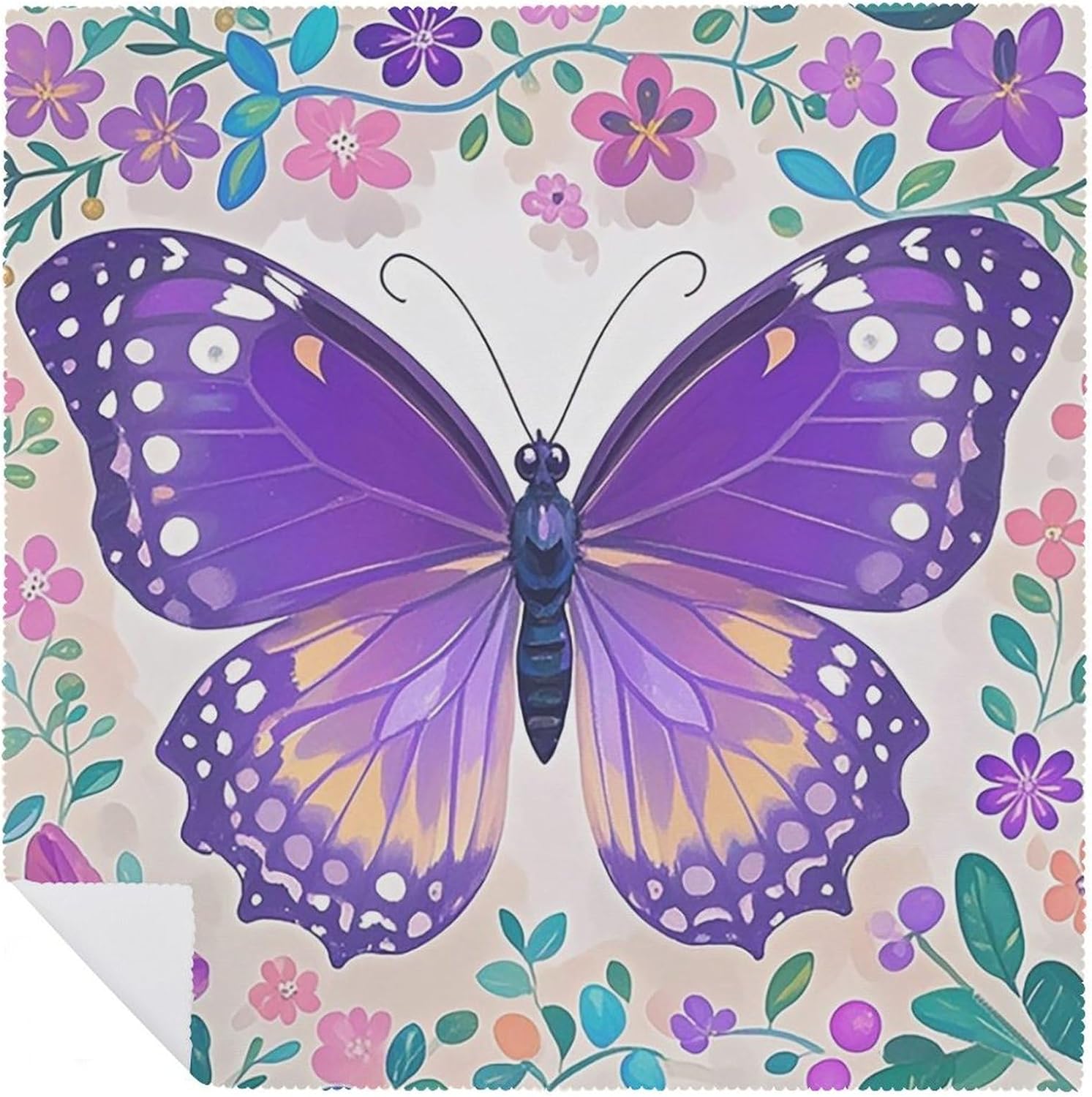 Cloth Napkins Absorbent Dinner Napkins Set of 6 PCS Washable Napkin Cute Purple Butterfly Decorative Cloth Napkin Table Accessories for Parties Weddings Cocktail