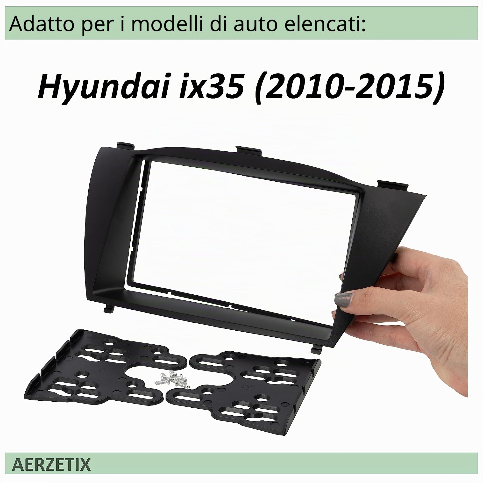 AERZETIX - C42700 - Mascherina telaio adattatore 2 DIN per autoradio - in plastica - compatibile con Hyundai ix35 2010-2015