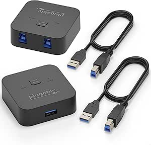 Plugable USB 3.0 Sharing Switch for One-Button Swapping of USB Device or Hub Between Two Computers (AB Switch)