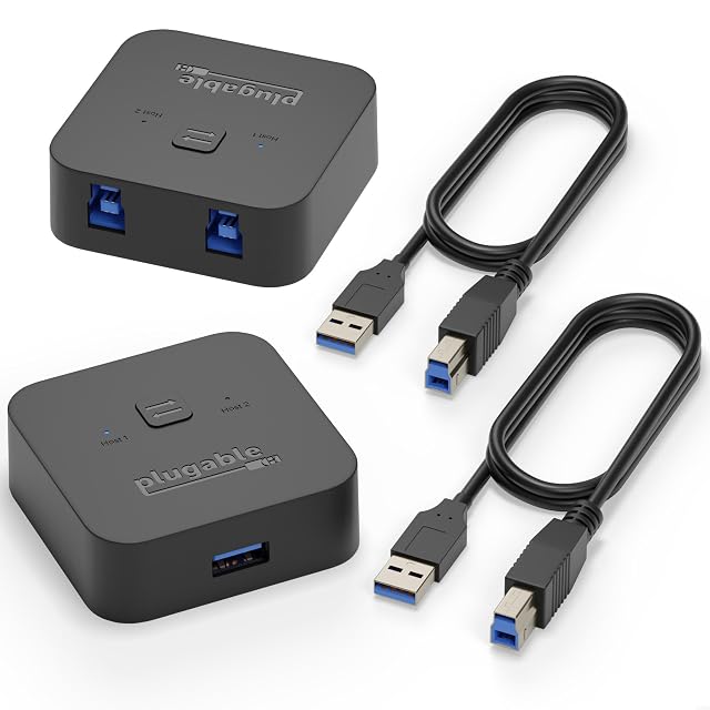 Plugable USB 3 0 Sharing Switch One-Button USB A Switch to Share Devices Between 2 Computers KVM Switch