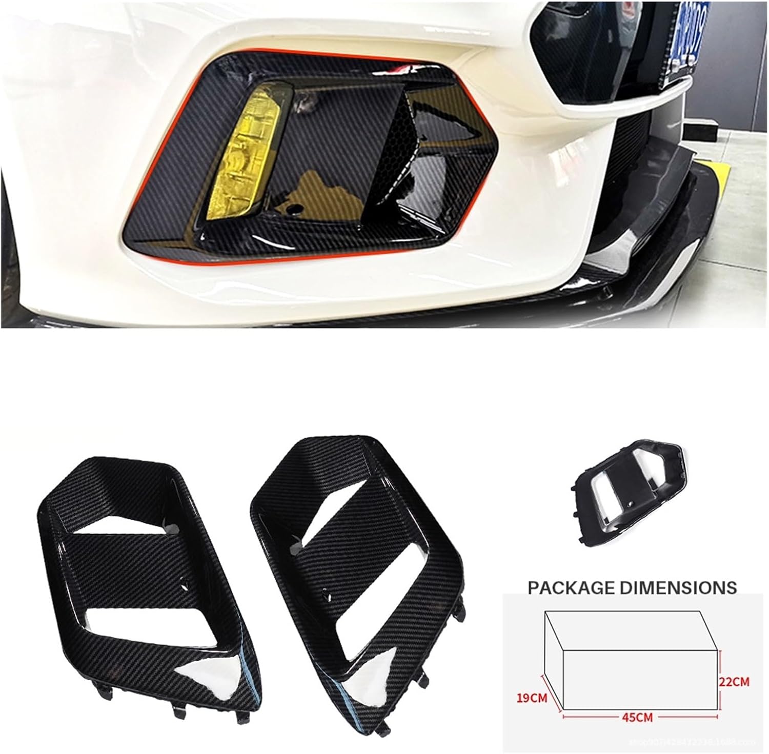 Compatible With Ford Focus RS Hatchback Front Fog Light Cover ABS Carbon Fiber Fog Lamp Frame Grill Trim Car Accessories 2015 2016 2017 2018(CARBON FIBER STYLE)