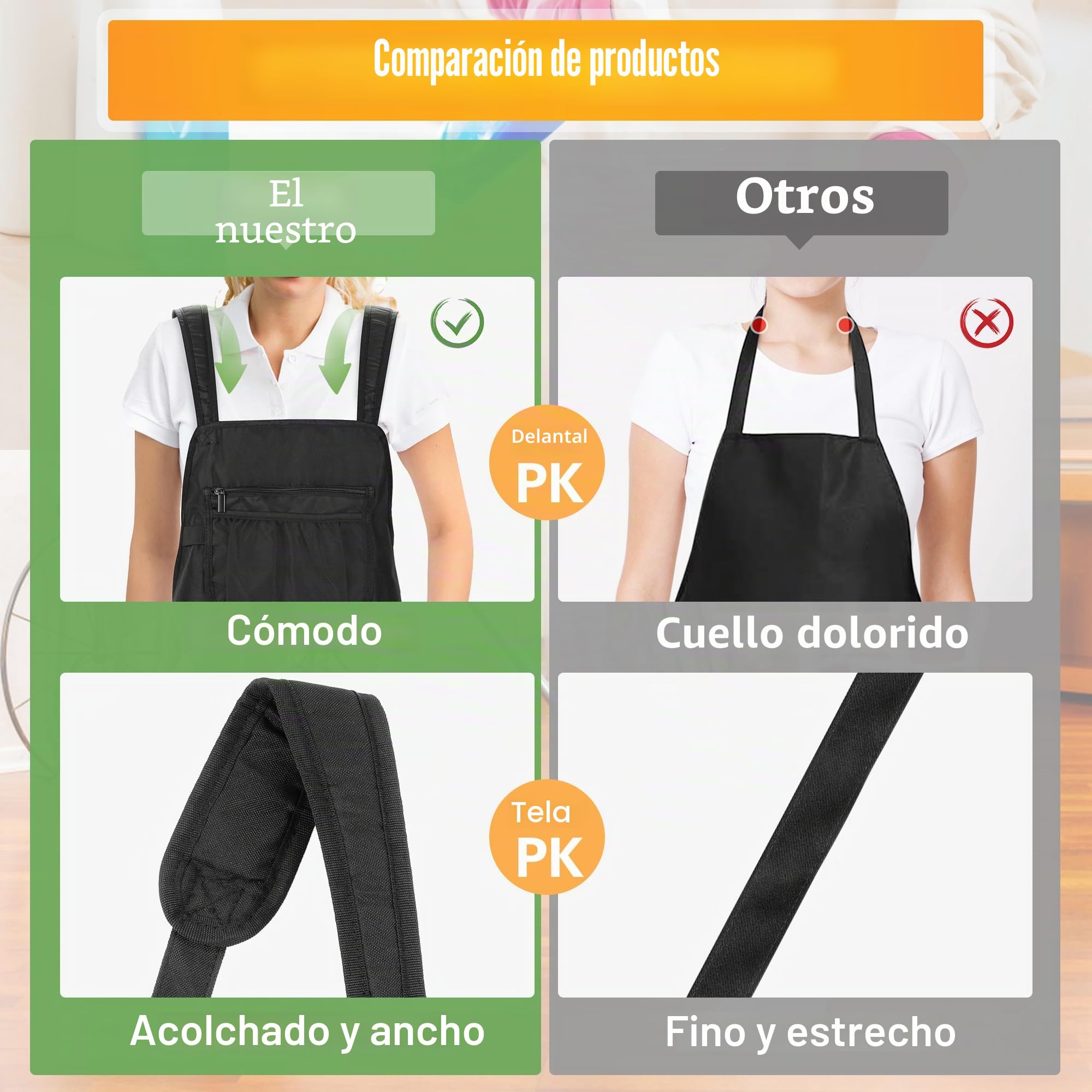 HODRANT Delantal de Limpieza Grande | Delantal Organizador de Limpieza con Doble Correa para El Hombro y Bolsillos, para Hombres y Mujeres