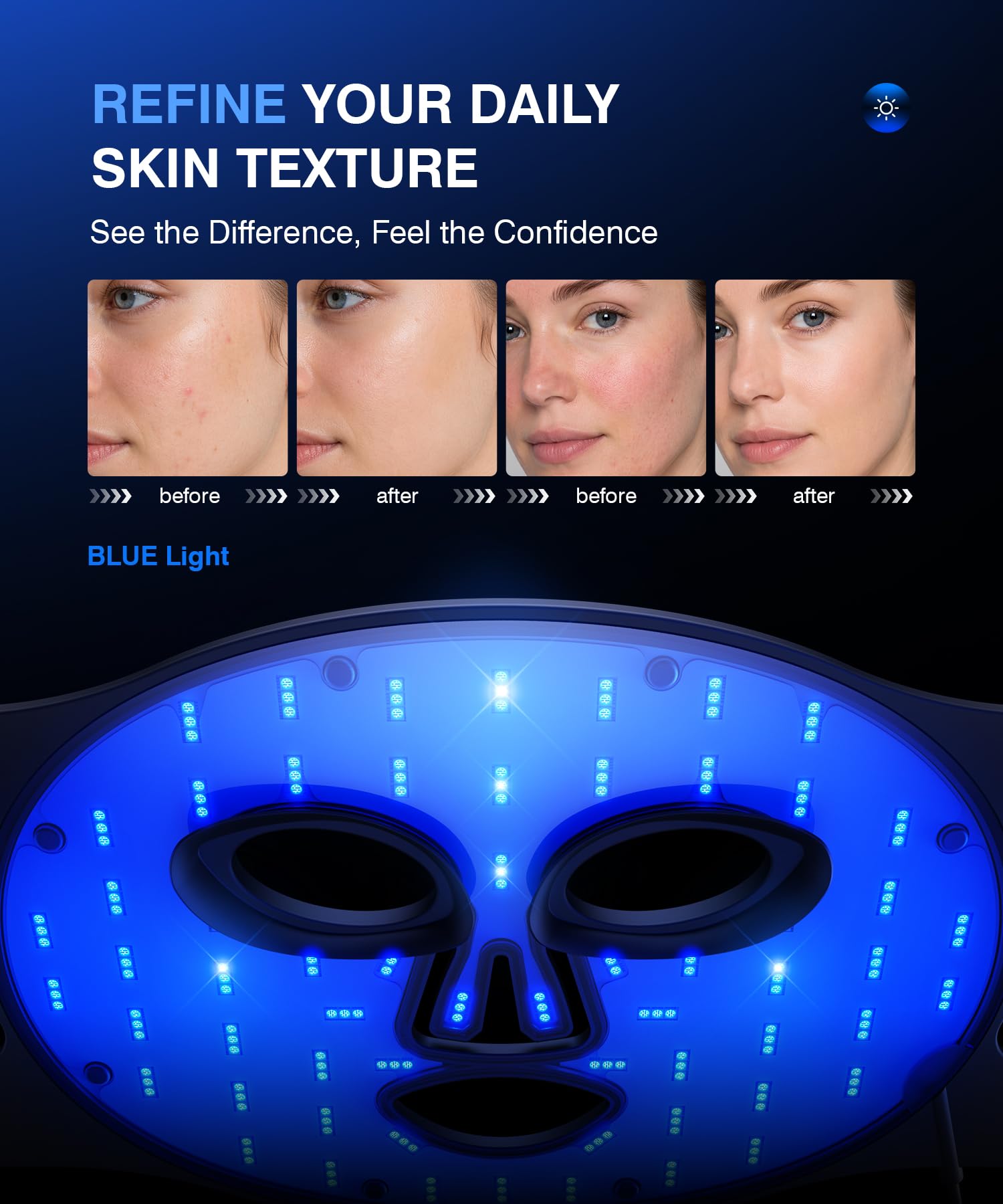 INTEO Red Light Therapy Mask for Face, 850nm NIR LED Face Mask with Timer
