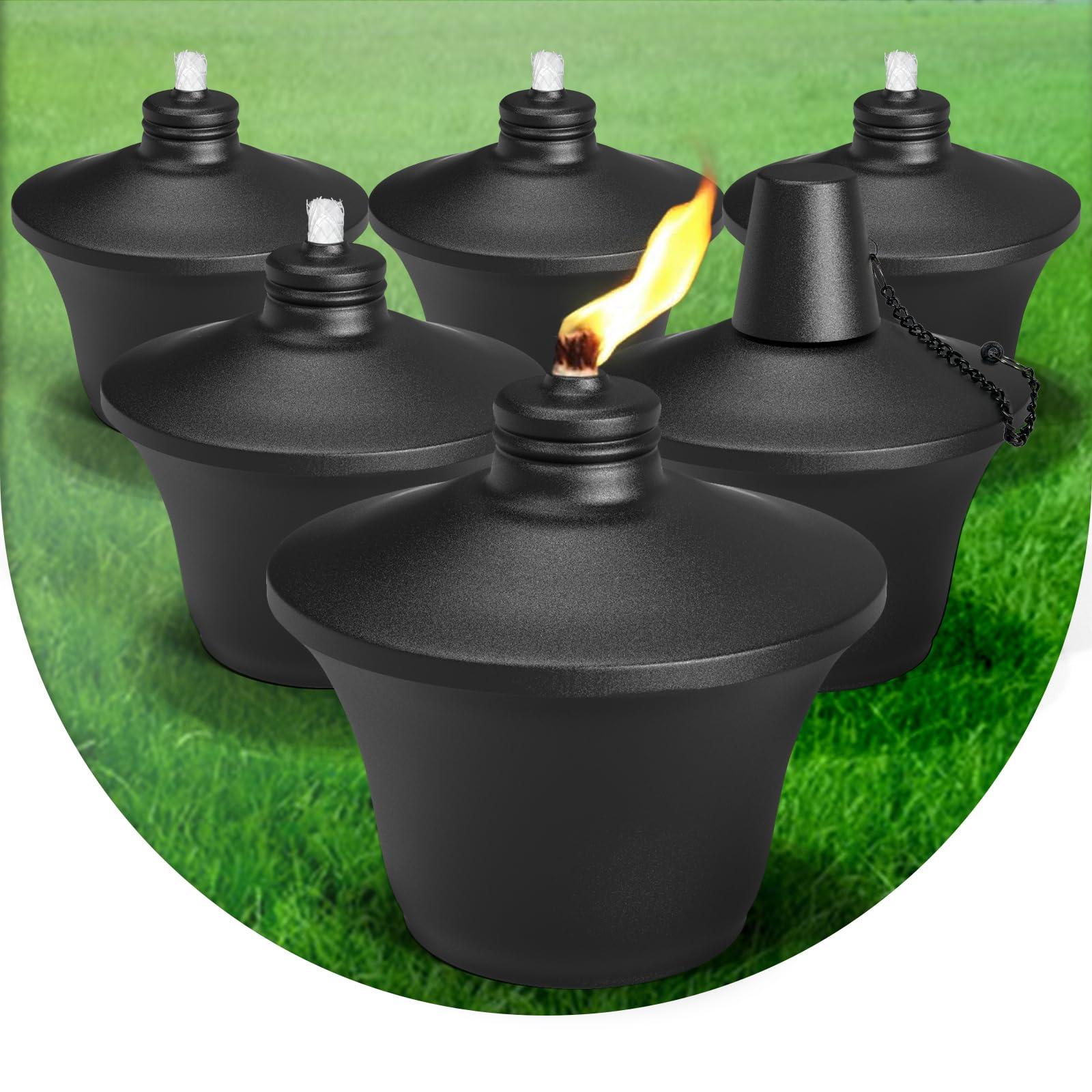 6-Pack Citronella Tabletop Torches, 14.5 oz Table Top Torches for Outdoor, Metal Oil Burner Candles, Garden Torches with Fiberglass Wick for Yard, Patio, Deck, Garden, Party, Landscape