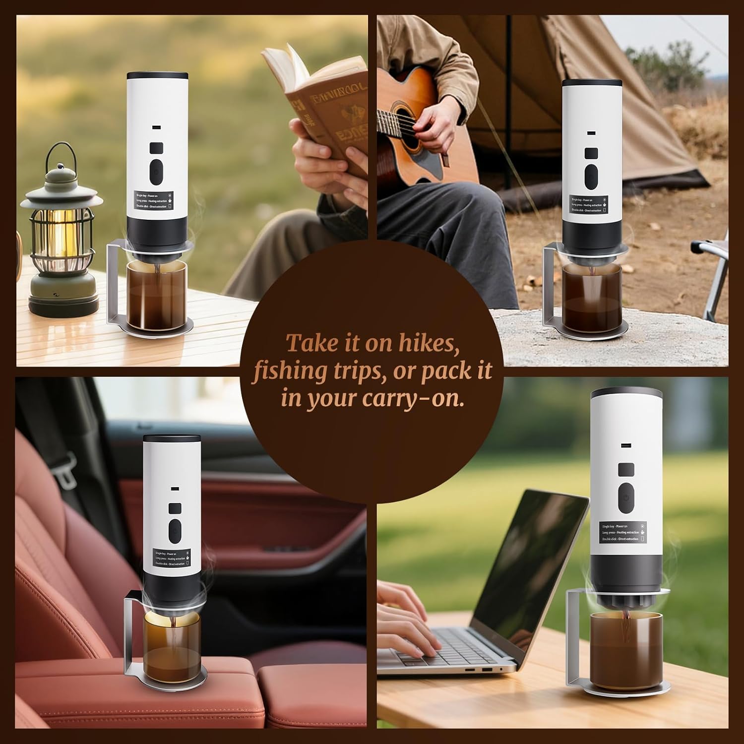 Portable Coffee Maker,20 Bar Manual & Electric Coffee Machine with Self-Heating, USB-C Rechargeable Battery, Compatible with Nespresso Capsules&Ground Coffee,Lightweight for Camping, Travel,Car,Office