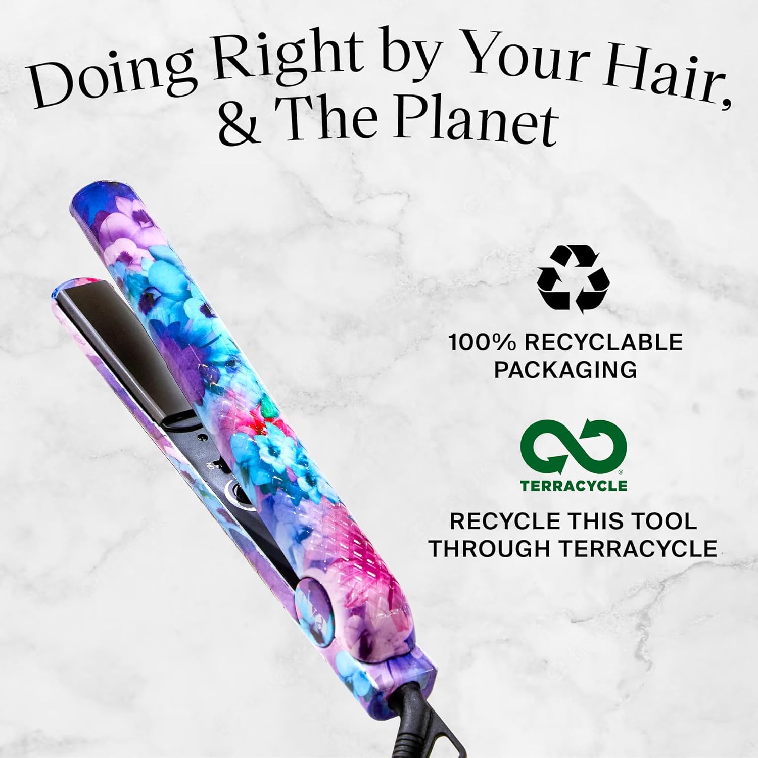 Eva NYC Healthy Heat Ceramic Styling Hair Iron, Flat Iron Hair Straightener with Far-Infrared, Hair Iron Straightener with Adjustable Heat, Straightening & Curling Tool, 1.25 Inches, Floral Frenzy