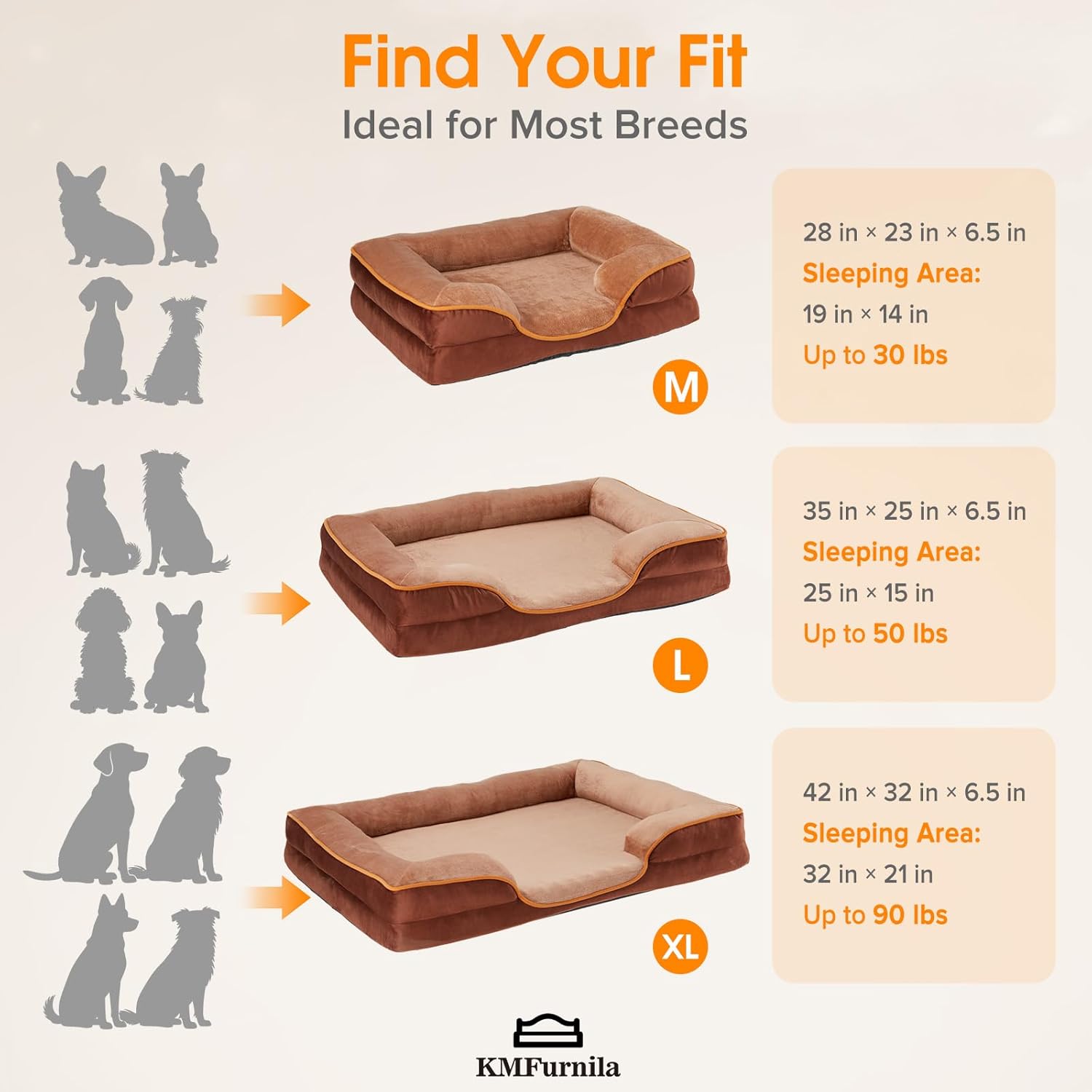 Orthopedic Dog Bed, Large-Sized Memory Foam Pet Sofa Bed with Bolster Sides, Features Waterproof Lining, Removable & Washable Cover, and Non-Slip Bottom – Designed for Calming Pet Sleep