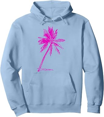 Pink Palm Beachwear Beach Outfit Surfing Retro Palm Tree Pullover Hoodie
