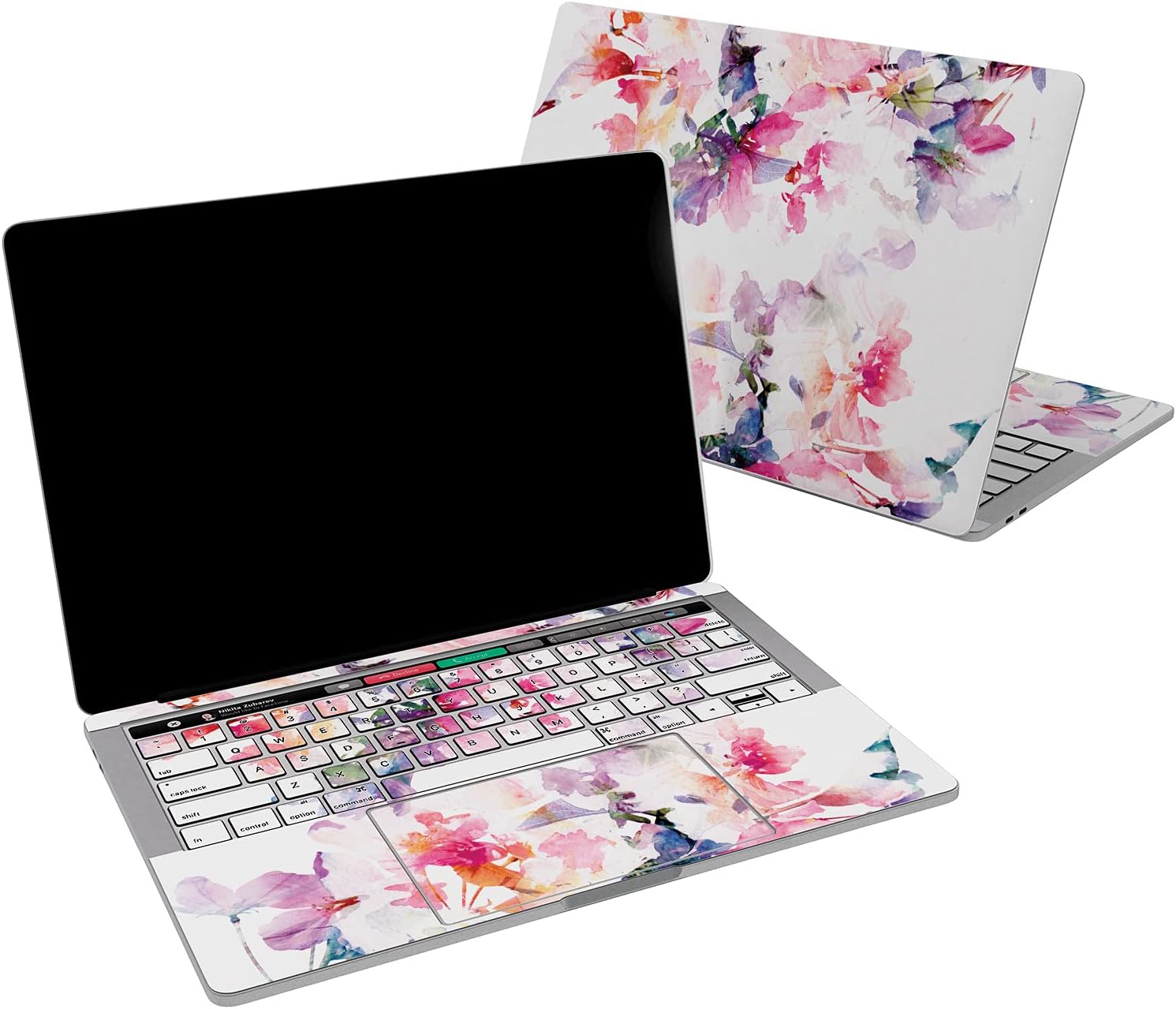 Vinyl Decal Skin Compatible for MacBook Pro 16 M3 M2 M1 14 2023 Air 15 2022 Retina 2020 Air 13 Mac 12 Rainbow Cover Cute Print Laptop Girl Pattern Sticker Design Floral Striped Flowers