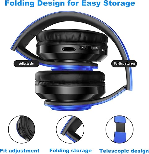 Miniatura 3 de Auriculares Bluetooth con luces LED, coloridos auriculares inalámbricos sobre la oreja para niños, micrófono integrado, auriculares estéreo HIFI