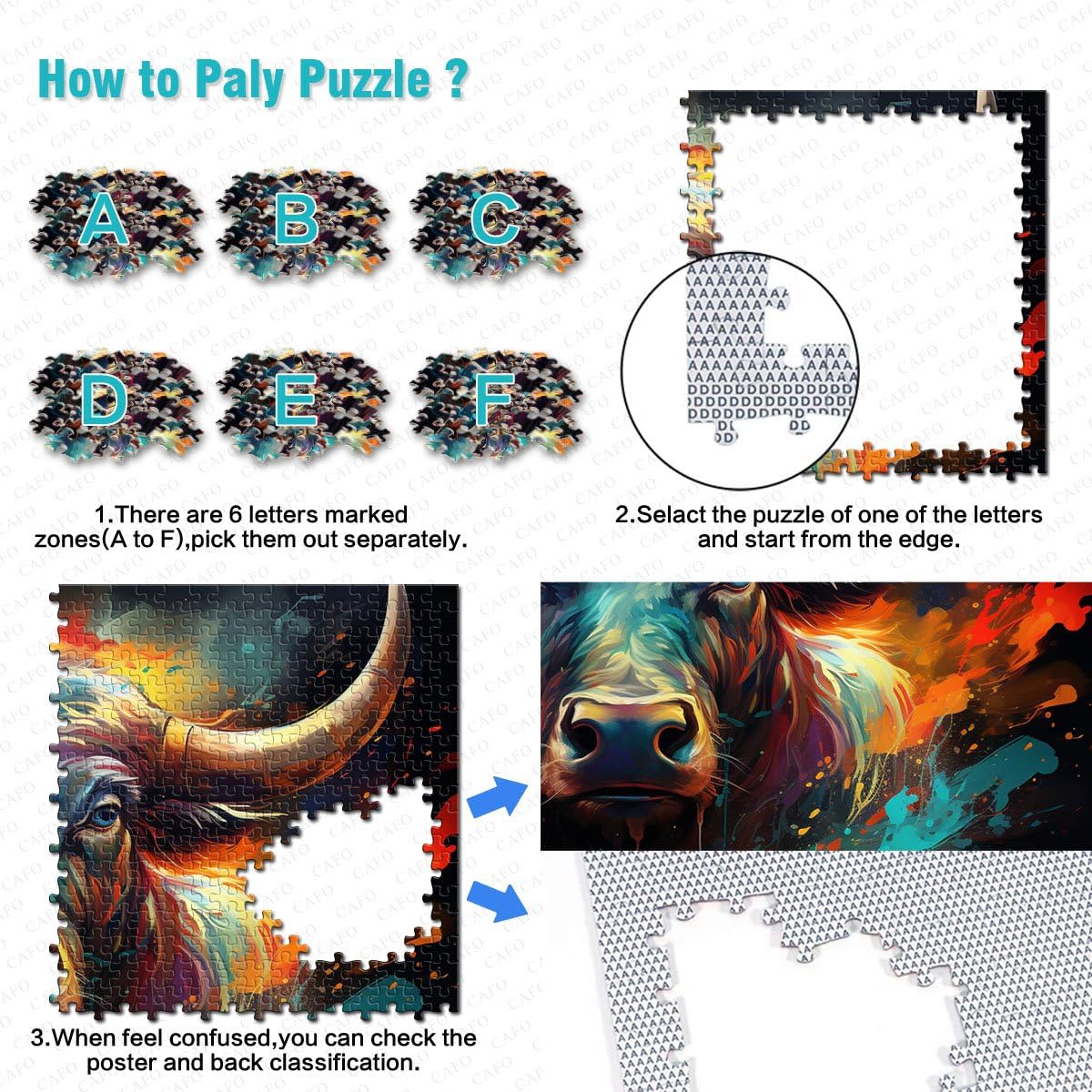 Puzzle da 2000 pezzi per adulti Buffalo rompicapo puzzle con pezzi completamente ad incastro a forma casuale 70 x 100 cm per bambini di 14 anni