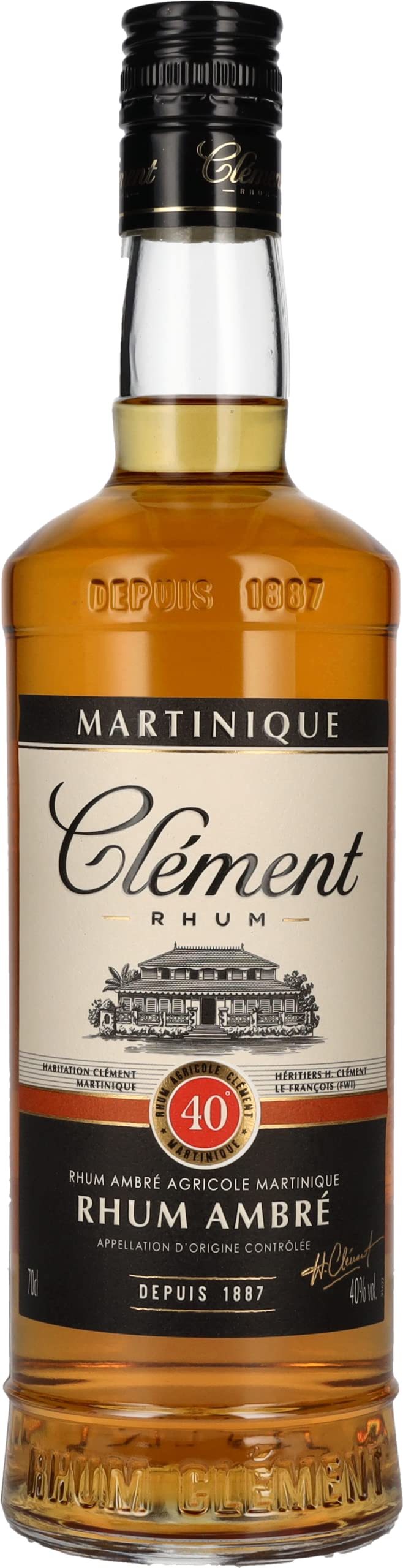 Rhum Clement Ambre: Rhum Agricole with natural flavours | Distilled, matured and bottled in Martinique | 40% Alcohol, 700ml | Perfect for short and long drinks