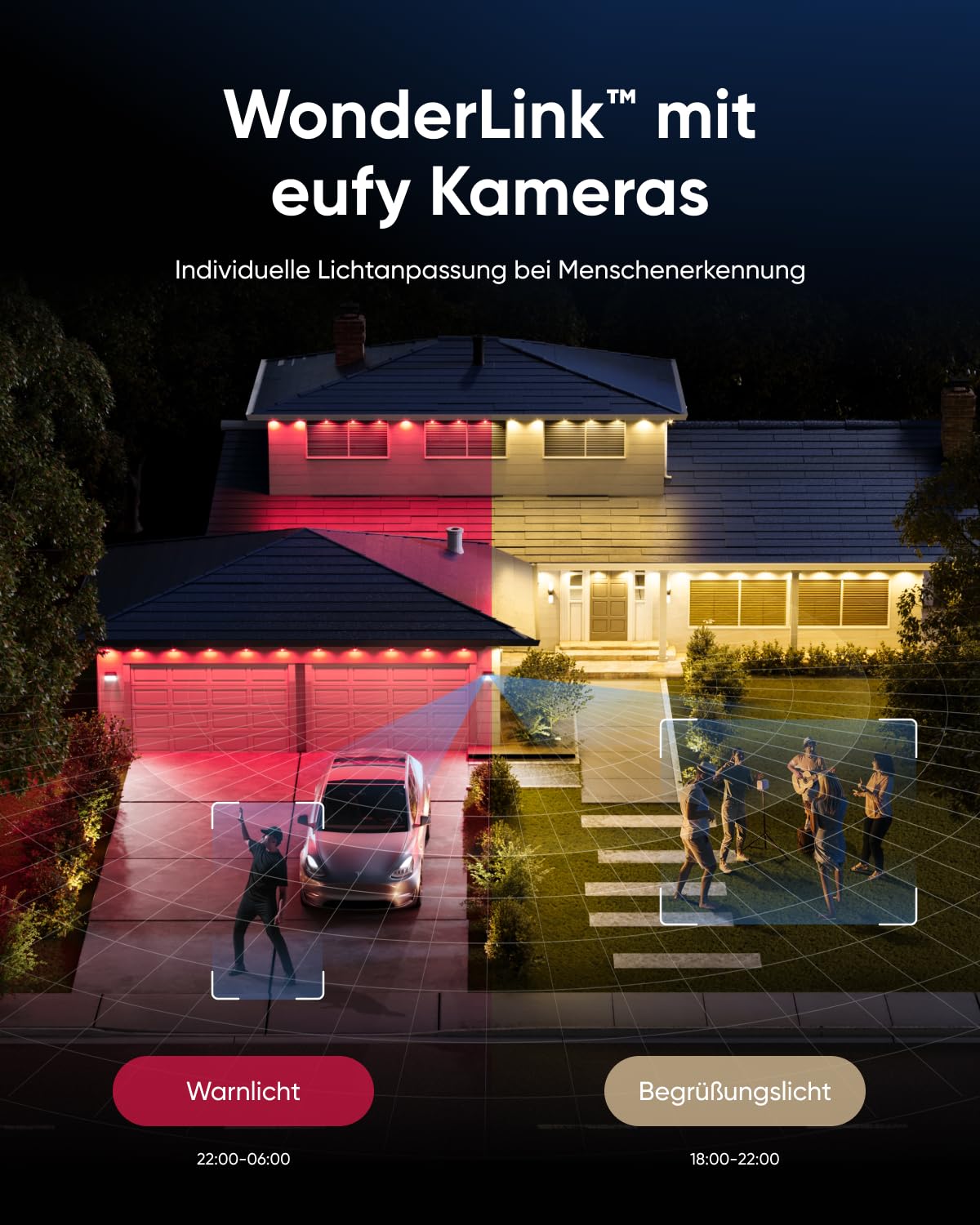 eufy Permanent Outdoor Light E22, 30m mit 60 Triple-LEDs, Smarte RGBWW-Lichter, Alltag & Festtage, bis zu IP67 Wasserdicht, KI-Beleuchtungsthemen für Weihnachten, Kamera-Kompatibel, App-Steuerung