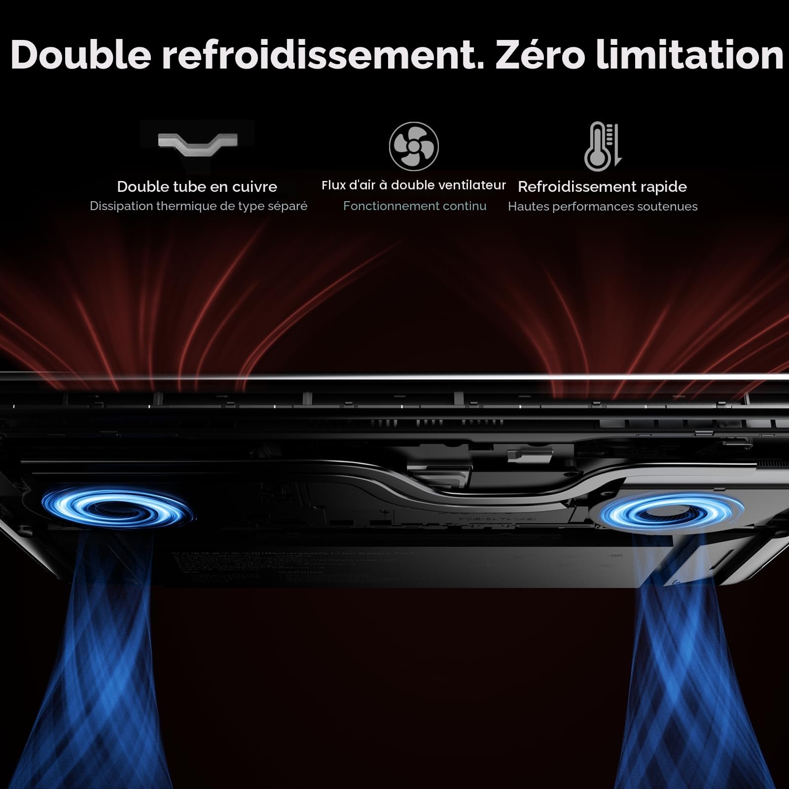 AOC Ordinateur Portable Gaming 16 Pouces AMD Ryzen 7 7735HS 8 Cœurs DDR5 4800MHz 16Go RAM 512Go SSD WiFi 6 BT5.2