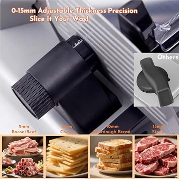 Meat Slicer, Electric Meat Cutter with 2 Removable 7.5 Blades
