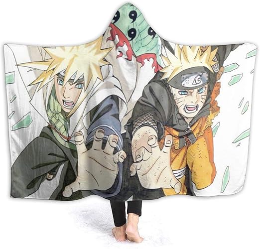Cobijas Con Capucha De Otono Anime Japones Naruto Minato Lucha Juntos Mantas Usables Hipoalergenico Grueso Moving