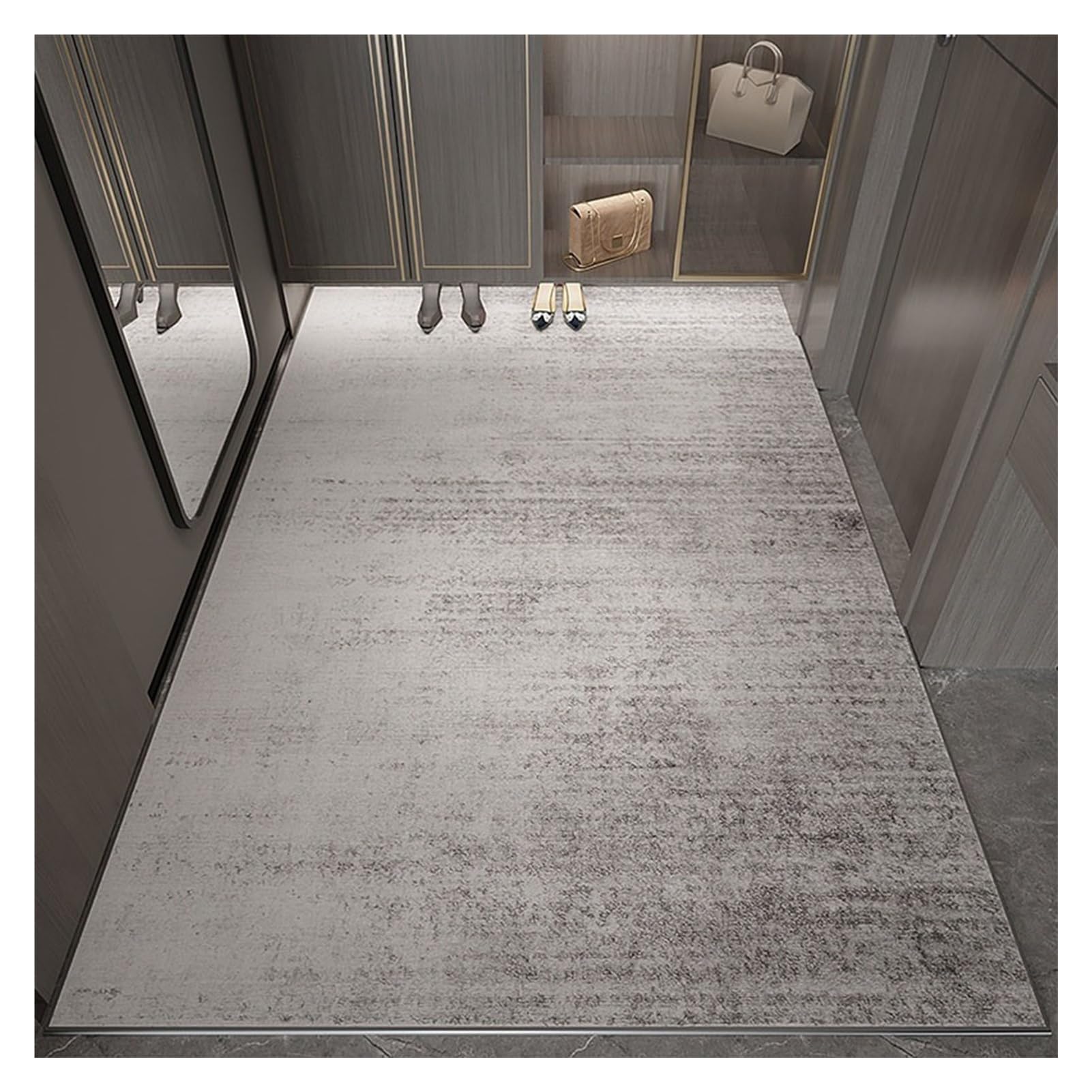 Tapis salon doux antidérapant beige 100x140 cm poil ras