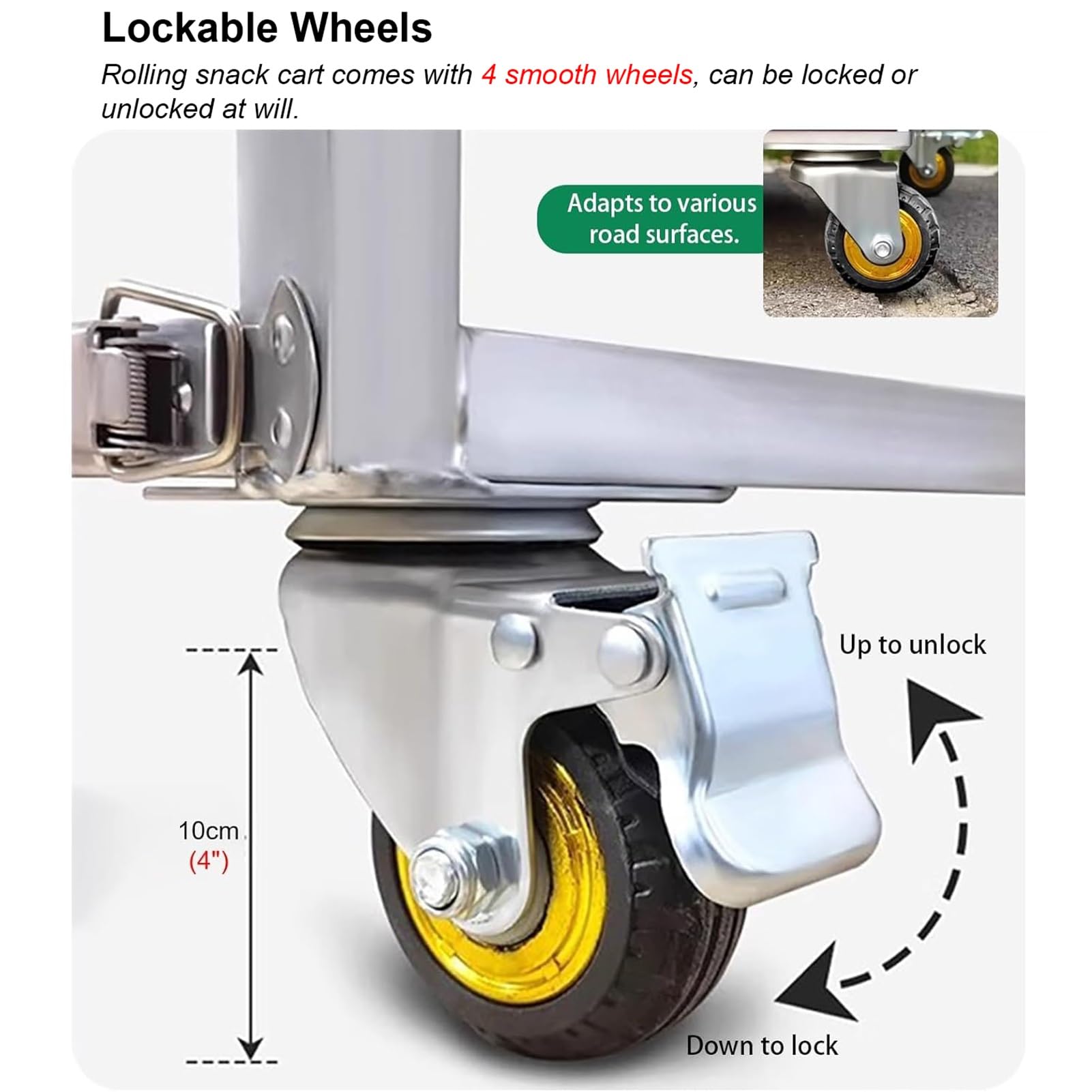 Carrello alimentare mobile pieghevole su ruote, chiosco per venditori di merci in metallo, espositore per snack a 2 livelli per mercato degli agricoltori, bancarella alimentare portatile (blu, 100 x
