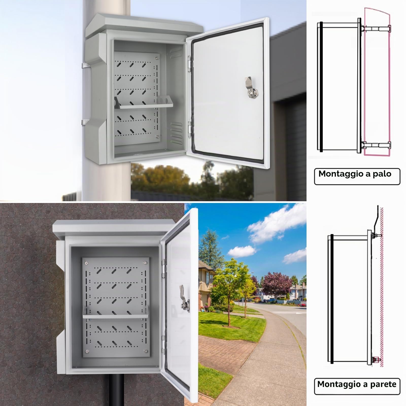 Armadio di Commutazione in Acciaio Inox Recinto Industriale, Scatola Stagna Elettrica da Esterno con Serratura a Chiave, Scatole Elettriche da Muro per il Cablaggio - 450x350x150MM