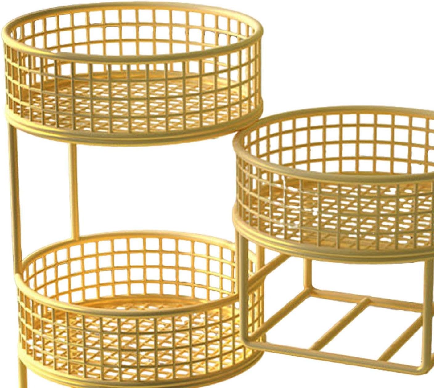 Fruit Basket Bowl Serving Stand Table Centerpiece Fruits Stand Holder Metal Wire Storage Basket, Gold