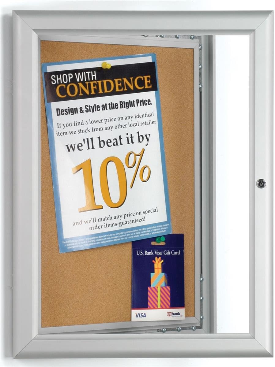 Cork Bulletin Boards 14 x 19 x 1 Inches Satin Finished Anodized Aluminum Frame Enclosed Message Holders with 11-1/2 x 16-1/2 Inches Viewable Area