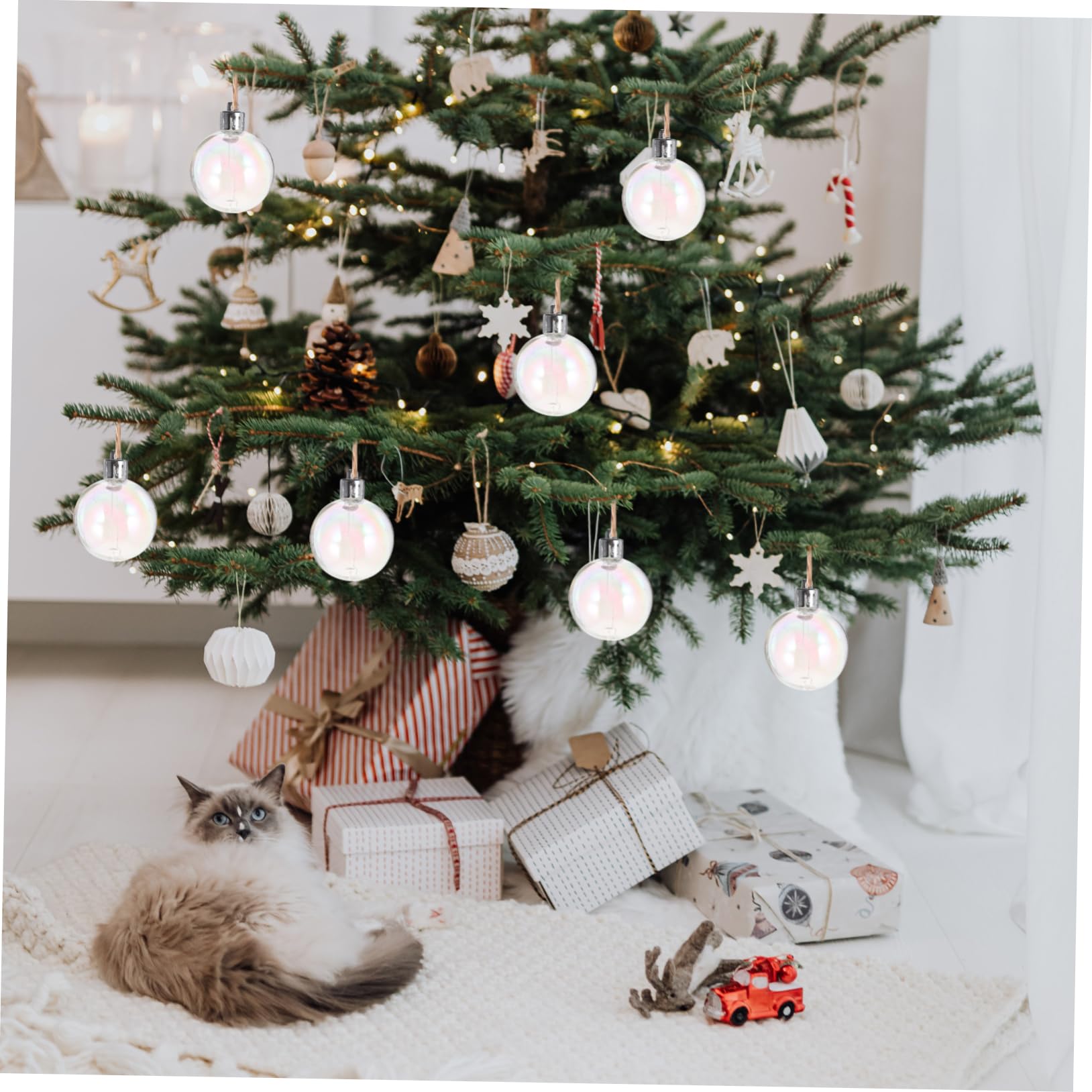 Ifundom 12 Piezas Bola De Burbujas De Adornos De Arbol De Navidad Bolas De Navidad Irrompibles Adorno Navideño De Plástico Esfera Colgante Navideña El Plastico Paseo Bola De Nieve
