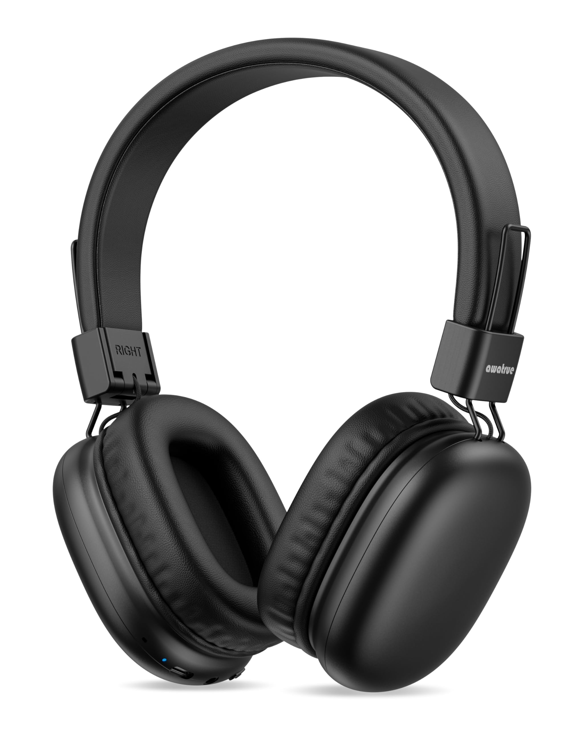 awatrue Auriculares Niños, Cascos Inalambricos Bluetooth Niños, Límite de Volumen de 85/94dB, Micrófono Integrado, 50 Horas de Reproducción, Diadema Headphones Niño, para Escuela, Viaje (Negro)
