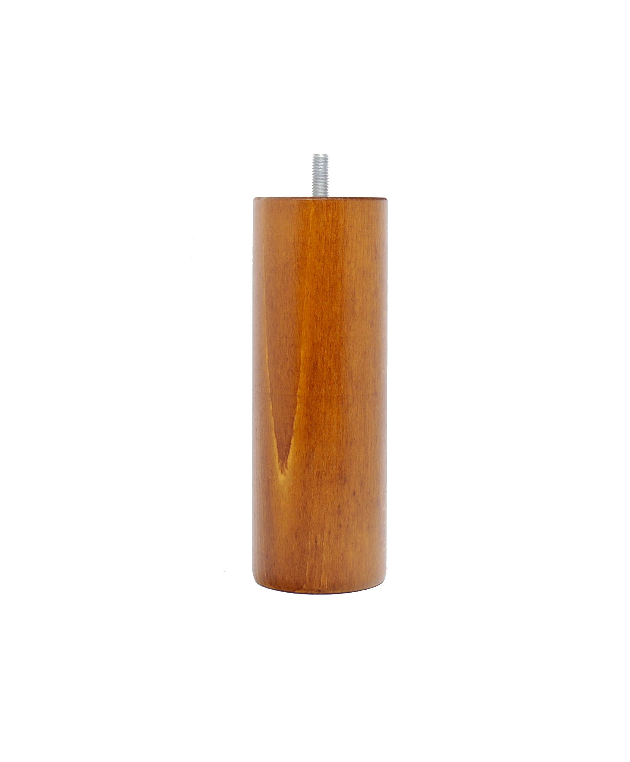 La Fabrique de Pieds – Set of 4 Wooden Bed Legs, Cylinder, Wood, Teinte Merisier, 17 x 6 x 6 cm