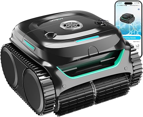 WYBOT Limpiador robótico inalámbrico de piscina, robot de pared y línea de agua con filtración ultrafina, tiempo de funcionamiento extendido de 180
