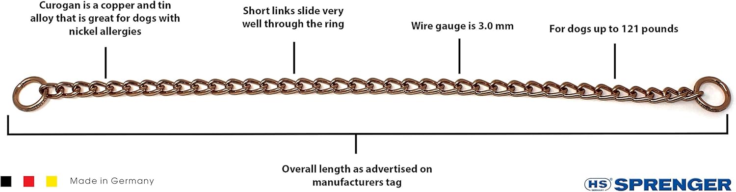 Herm Sprenger 24 Inch (60cm) Curogan 3.0 mm Choke Chain Slip Collar