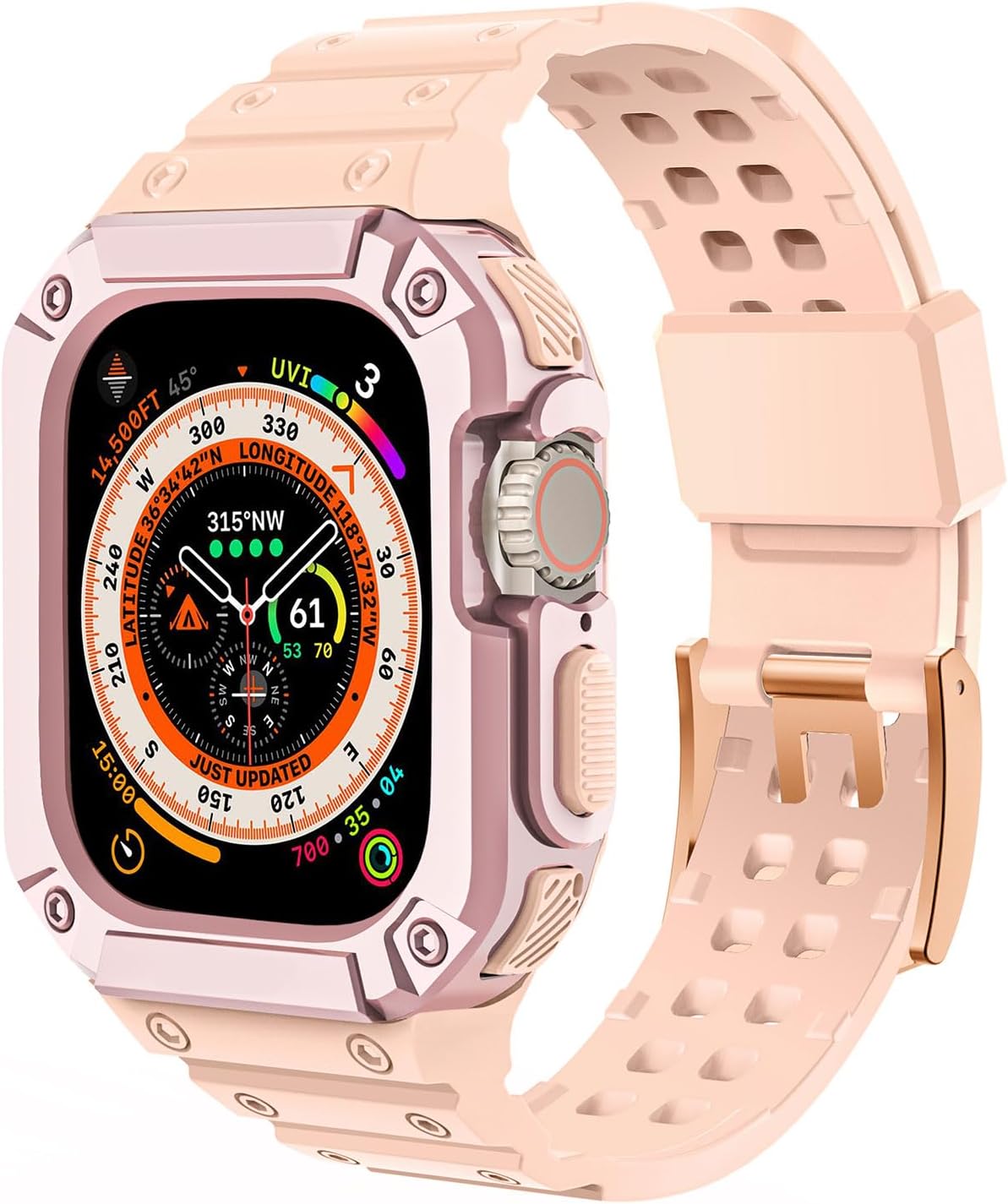 Sport Case and Band Compatible with Apple Watch Ultra 1 2 49mm,Protective Case Strap Rugged Protect Wristbands For Men Women