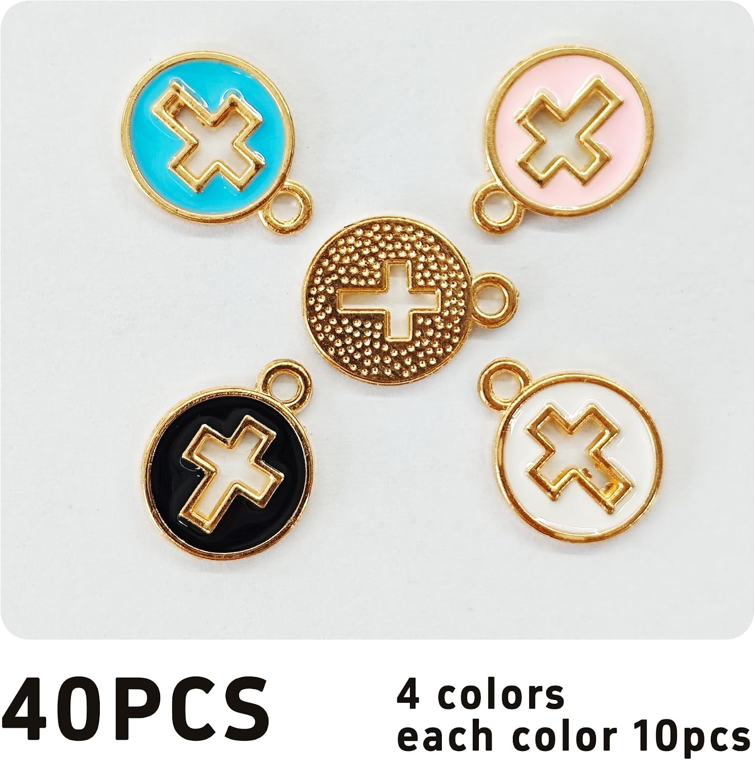 Flat Round Enamel Cross Pendants