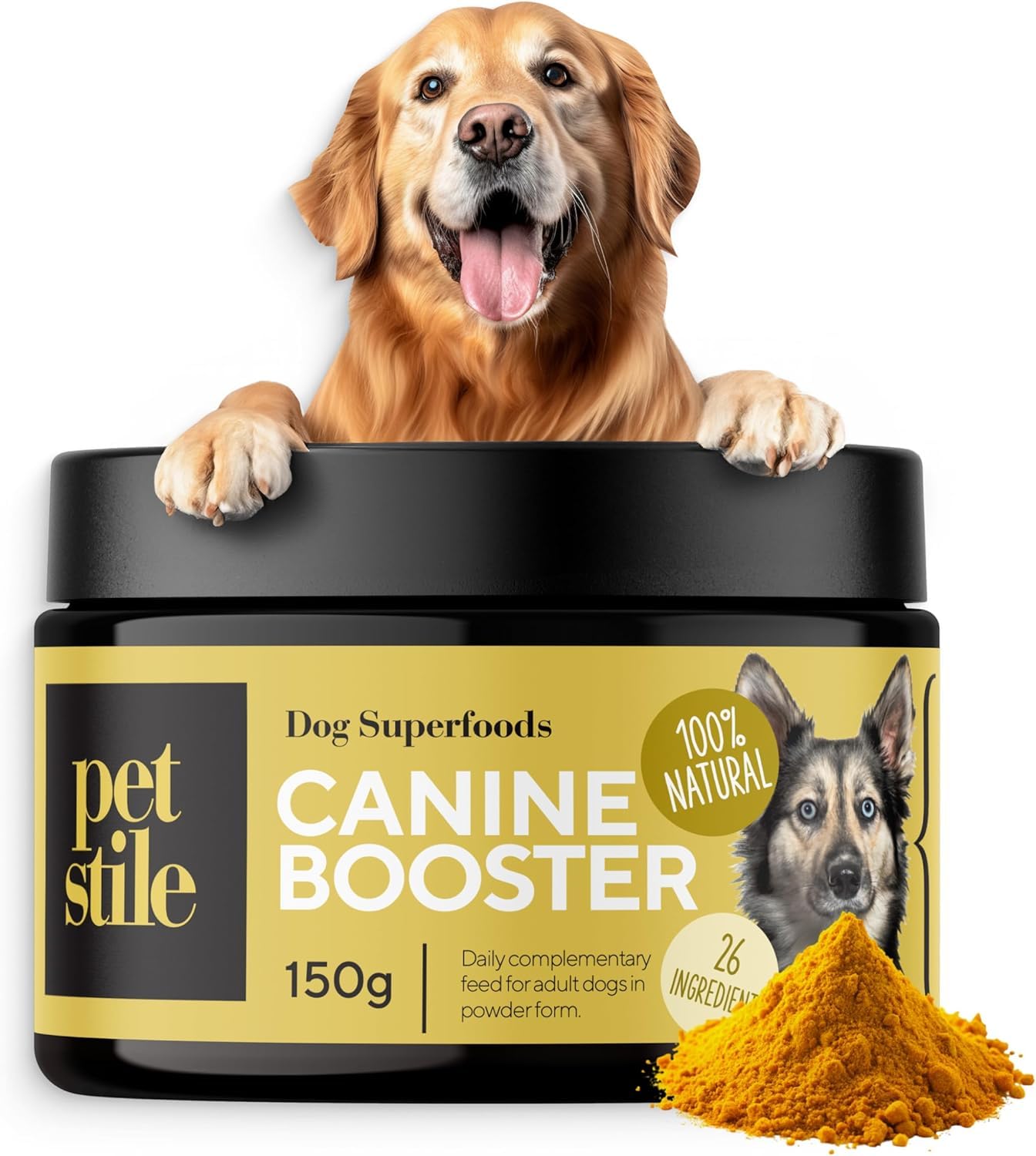 Canine Booster – Integratore per Cani Adulti con Cozza Verde, Curcuma e Probiotici per Articolazioni, Digestione, Pelle, Pelo e Sistema Immunitario (1x 150 g)