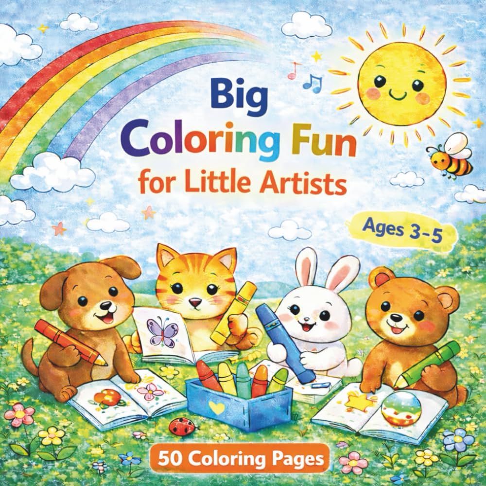 Great Coloring Fun for Little Artists: 50 Lovable Animal Pictures for Kids Ages 3–5