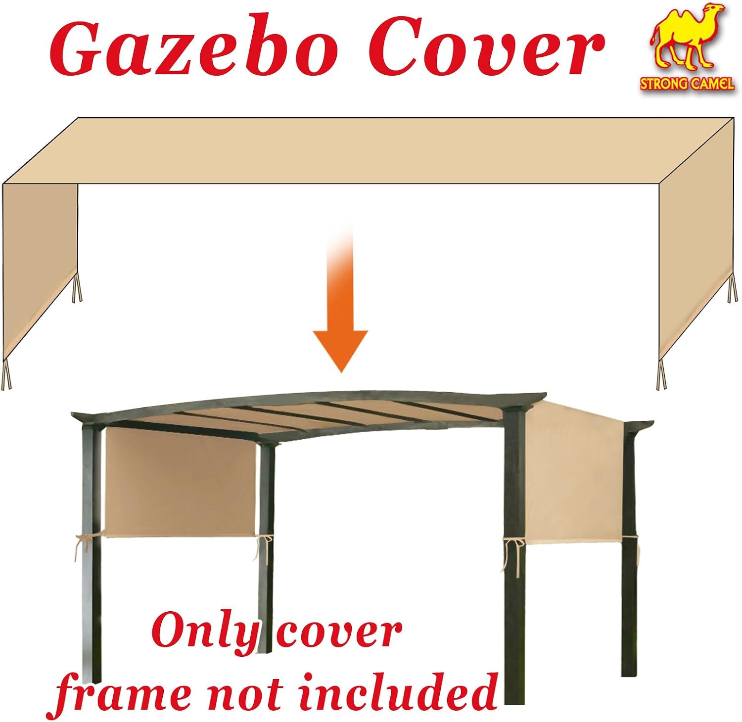 18 x 8.2 Ft Universal Replacement Canopy Cover for Pergola Structure Beige